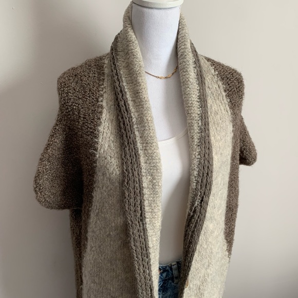Anthropologie Sleeping on Snow Women’s Cocoon Cardigan Brown and Cream One Size - Picture 12 of 14